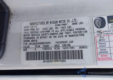 2014 Nissan 370Z Base (M6) z USA, uszkodzony, nr VIN JN1AZ4EH4EM633250